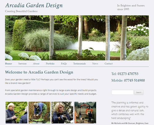 Arcadia Garden Design website